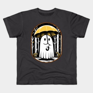 Vintage floral ghost halloween ghost in the forest gothic Kids T-Shirt